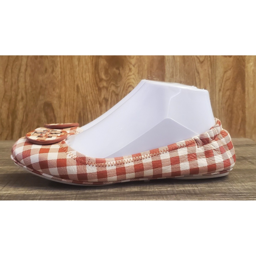 Tory Burch Minnie Travel Slip On Flat Shoes  Women's Size 7.5 White Burnt Orange - Picture 4 of 12